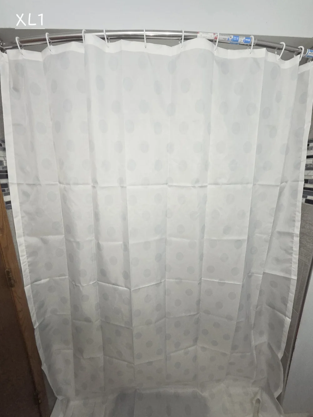 Extra Long White Polka Dot Shower Curtain